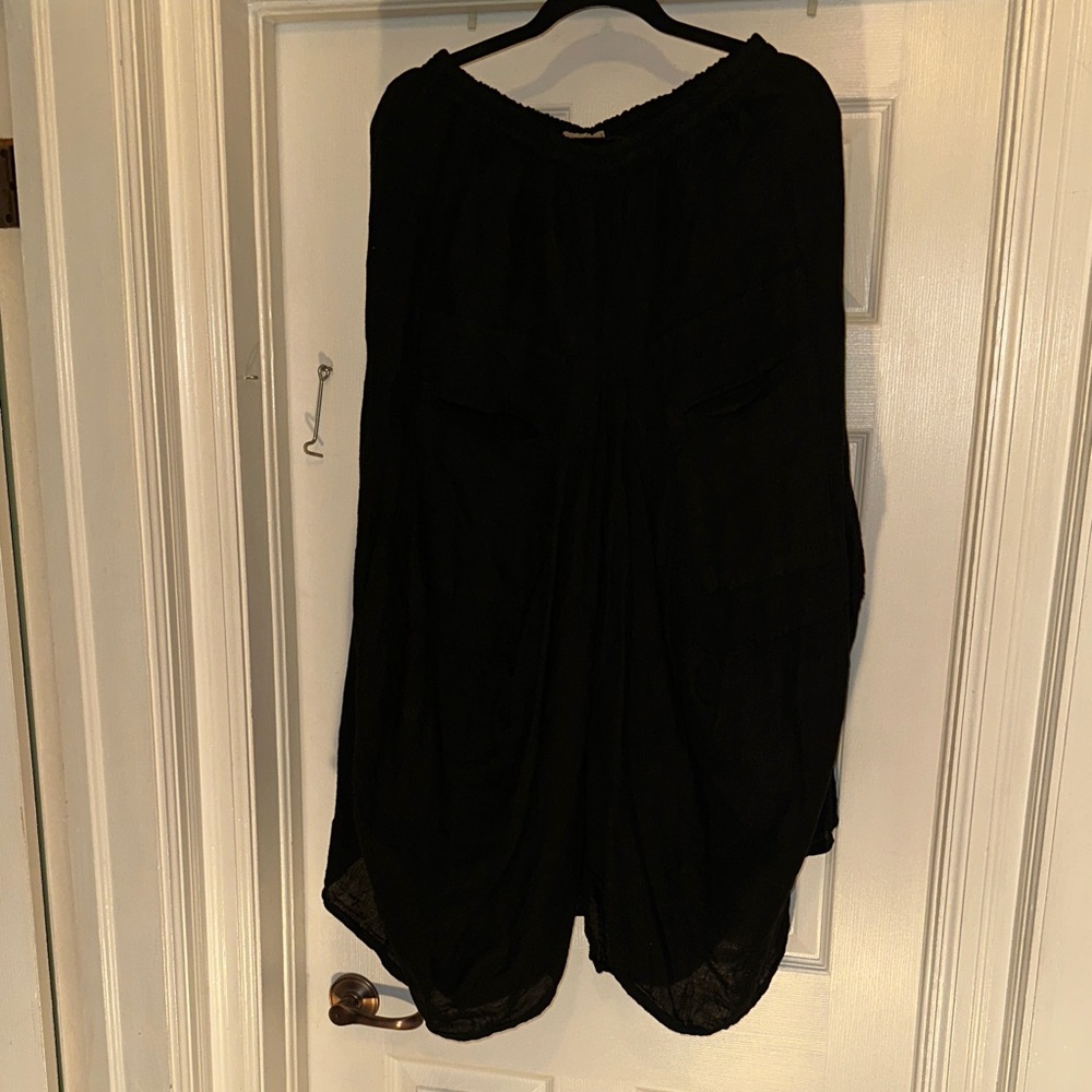 Black Asymmetrical Linen Skirt XL Made in Italy
